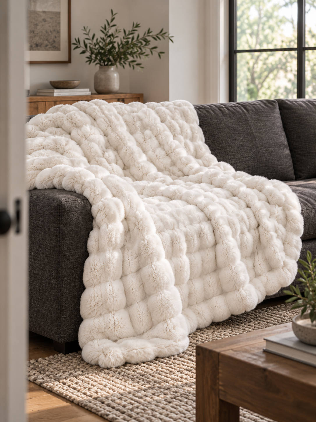 Plaid Nuage Blanc — posé dans un décor de vie