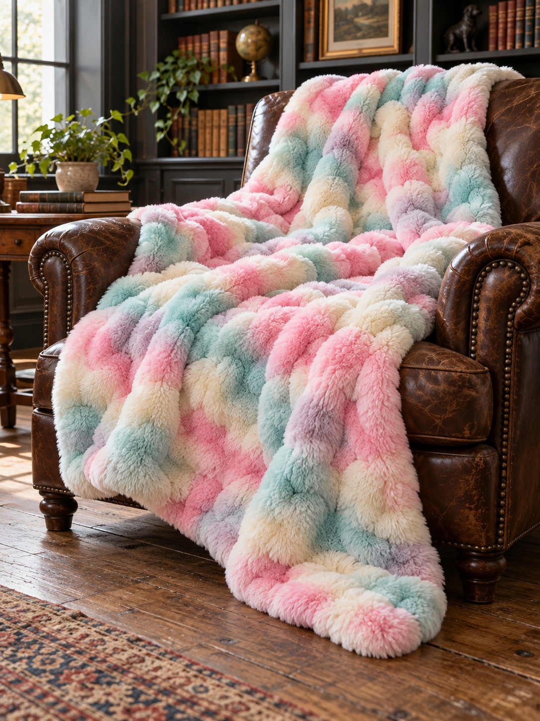Plaid Nuage Multicolore pastel — posé dans un décor de vie