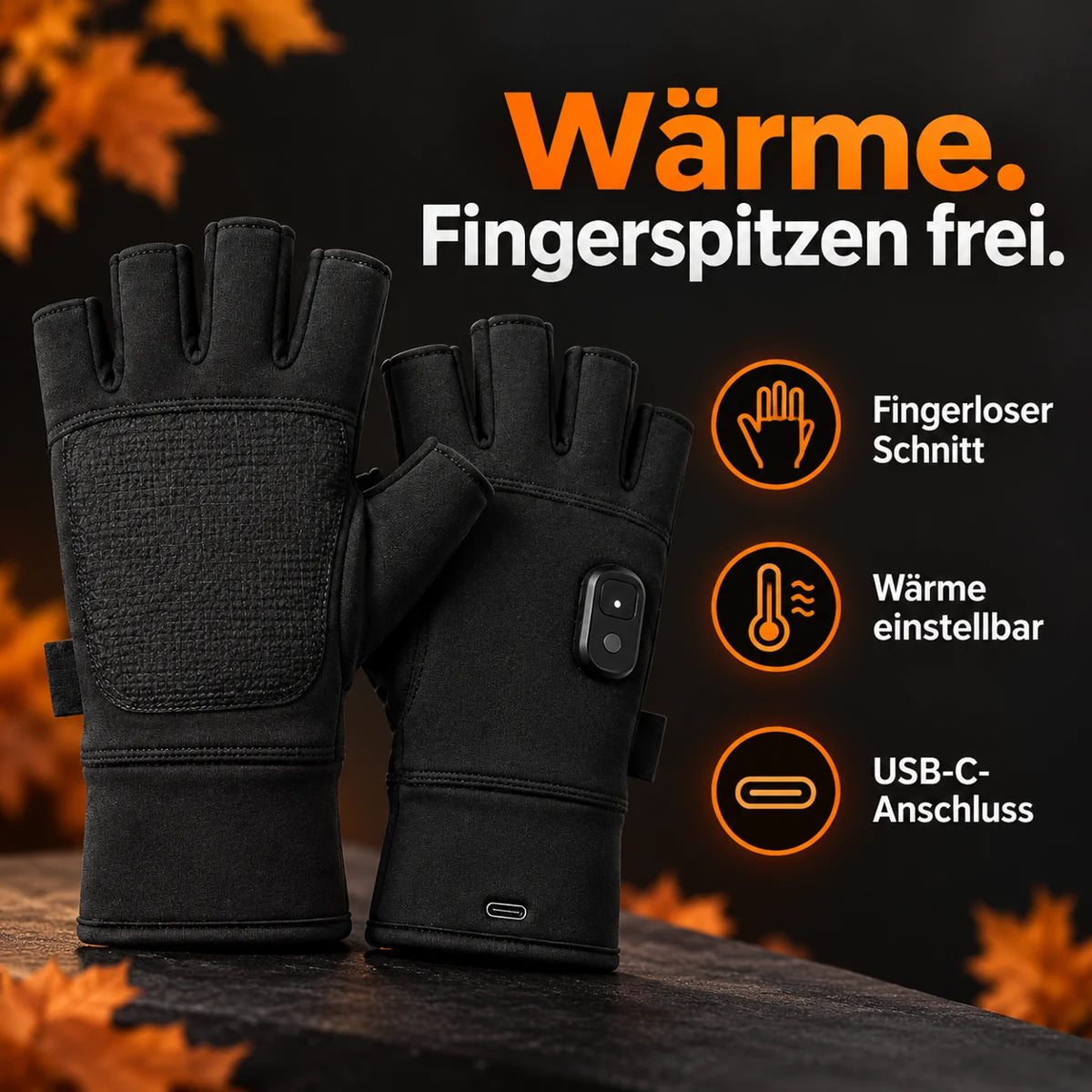 Beheizbare fingerlose Handschuhe